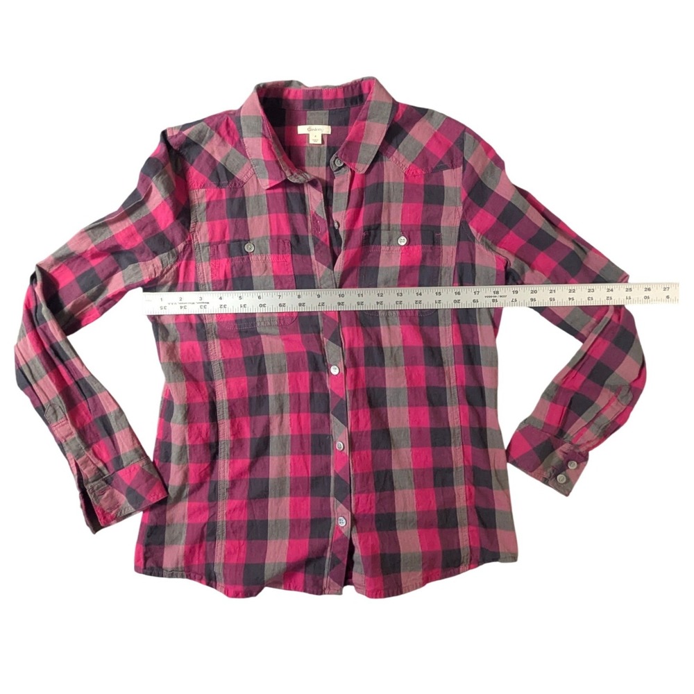 G.H. Bass & Co Women Pink Grey Buffalo Plaid Western Button Down Shirt Small - Picture 7 of 10